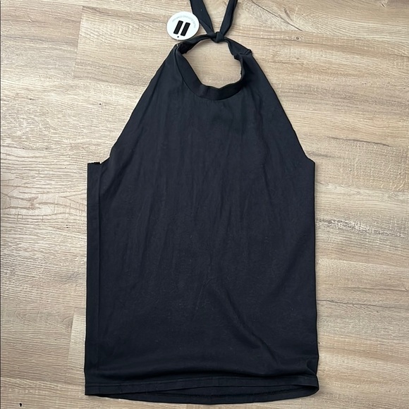 Black Halter Neck Top cotton open back tank top lightweight for summer - Picture 1 of 5
